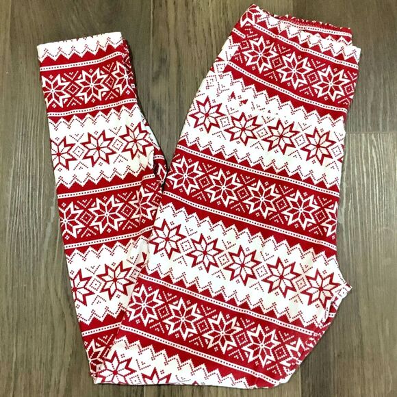 NWOT!! Christmas/Winter Leggings Red and White Snowflakes Size Large-XL - Picture 1 of 6